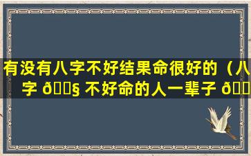 有没有八字不好结果命很好的（八字 🐧 不好命的人一辈子 🐼 都不好吗）